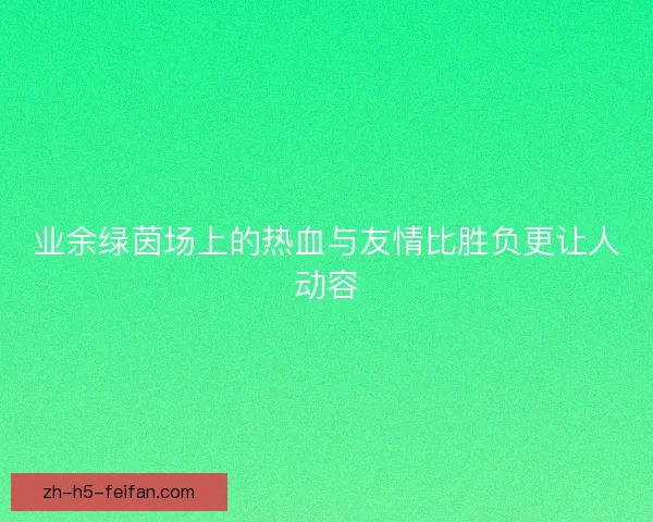 业余绿茵场上的热血与友情比胜负更让人动容